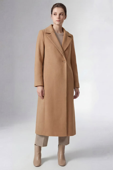 Palton maxi din amestec de lână - culoare camel