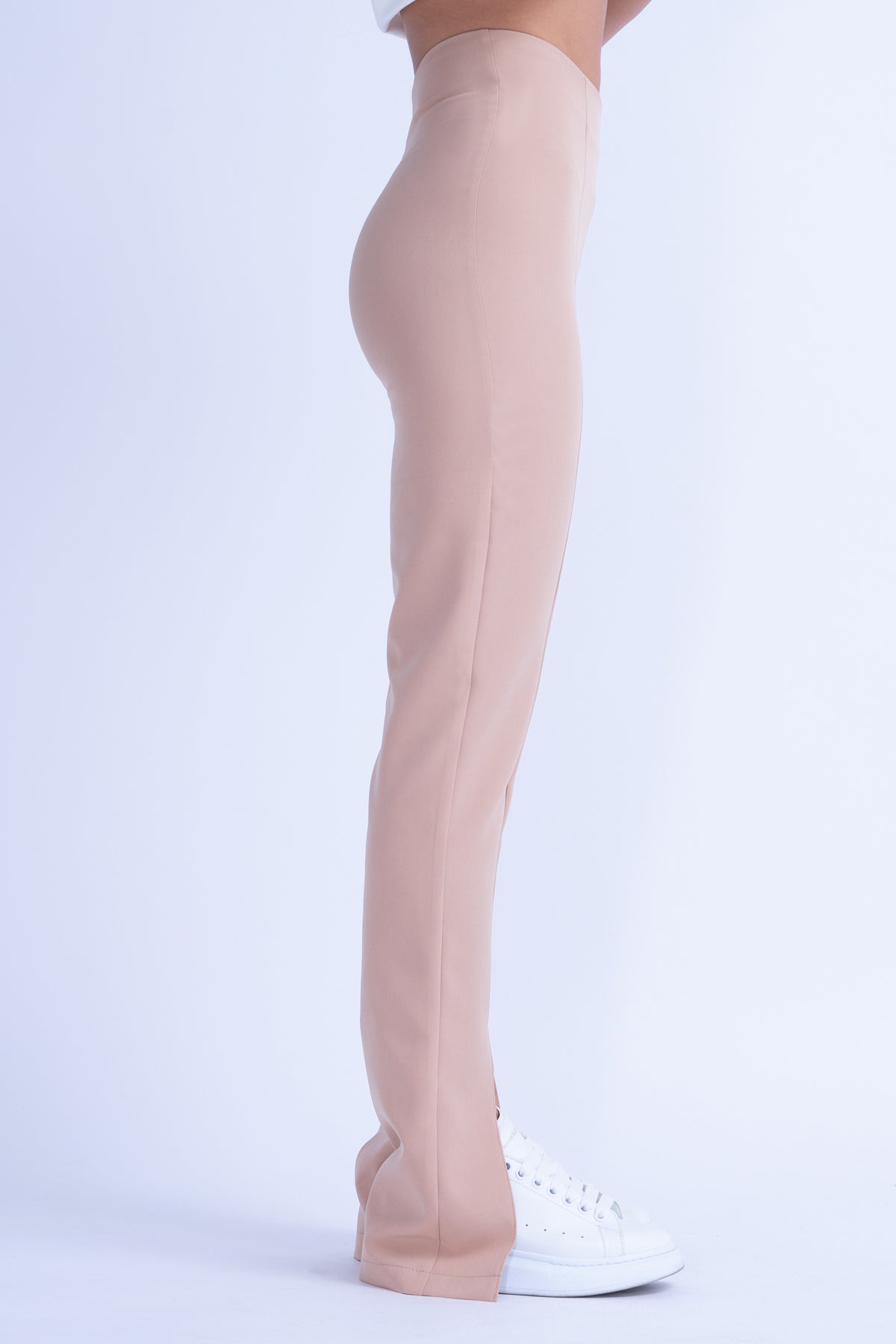 Beige Suit With Tailored Hourglass Blazer And Slim Fit Trousers