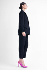 Black suit with regular blazer and cropped trousers