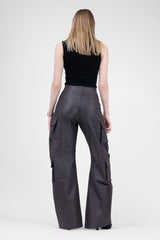 Brown Denim Cargo Trousers With Pockets