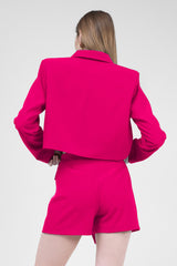 Fusta pantalon asimetrica cu buzunare fuchsia 