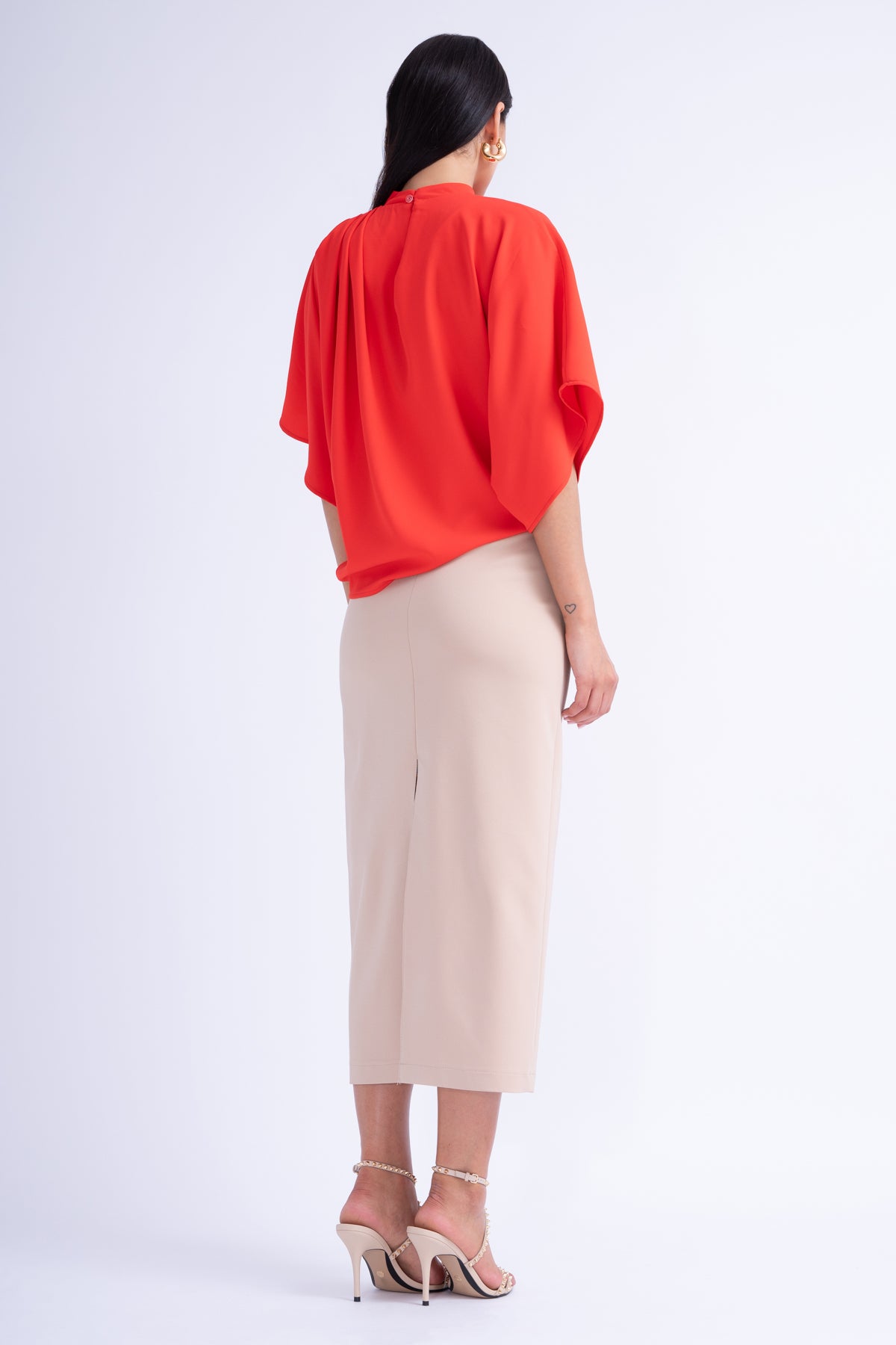 Fusta Dreapta cu Slituri Bej