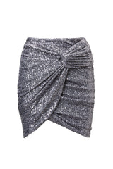 Silver Sequin Knotted Skirt