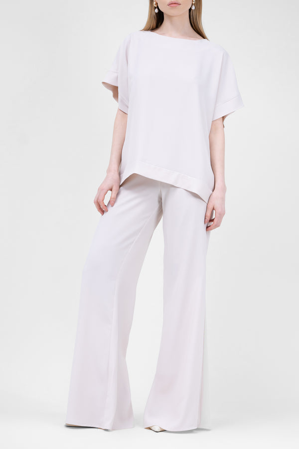 Ivory Set With Blouse And Flared Trousers