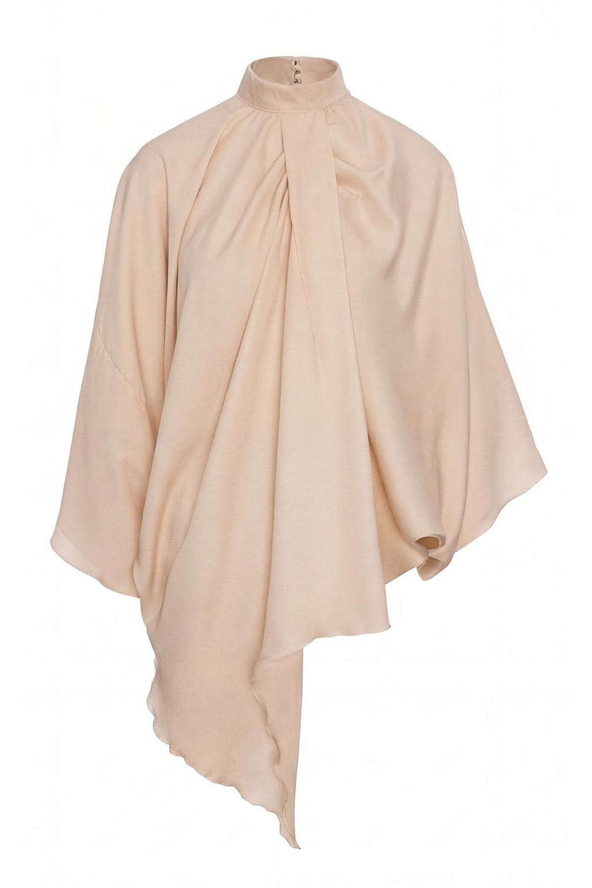 Beige Asymmetric Elegant Blouse