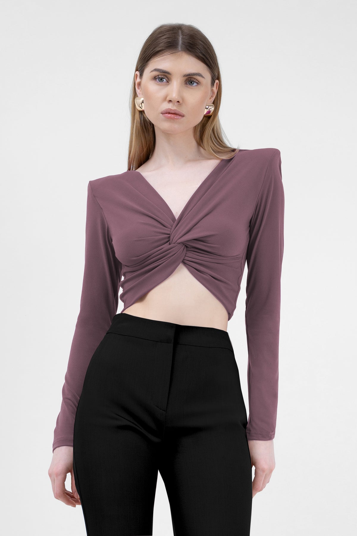 Brown Cropped Top With Knot