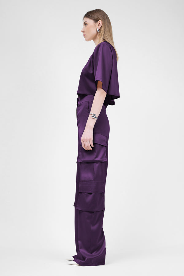 Deep Purple Cargo Trousers With Pockets