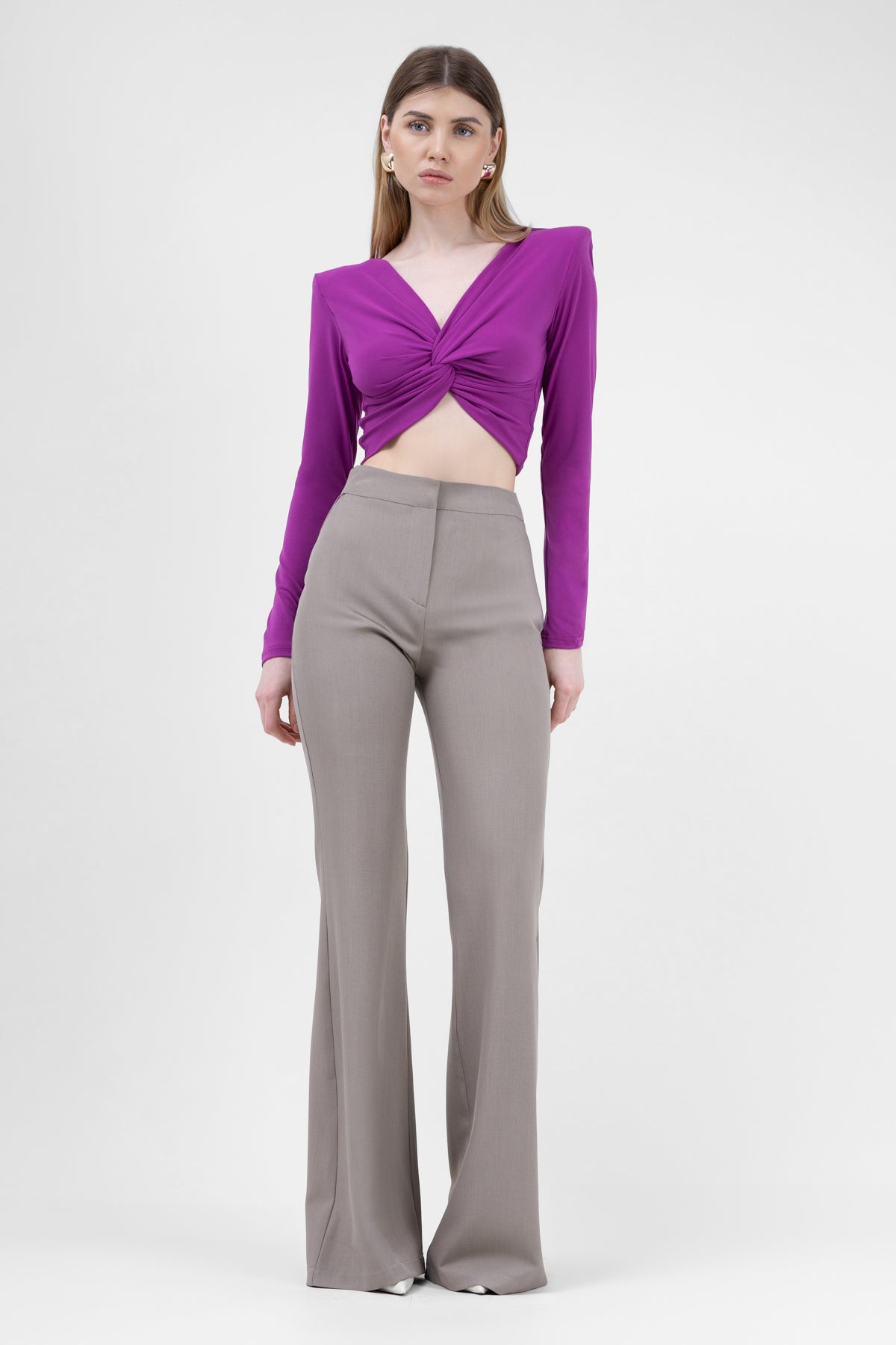Purple Cropped Top With Knot