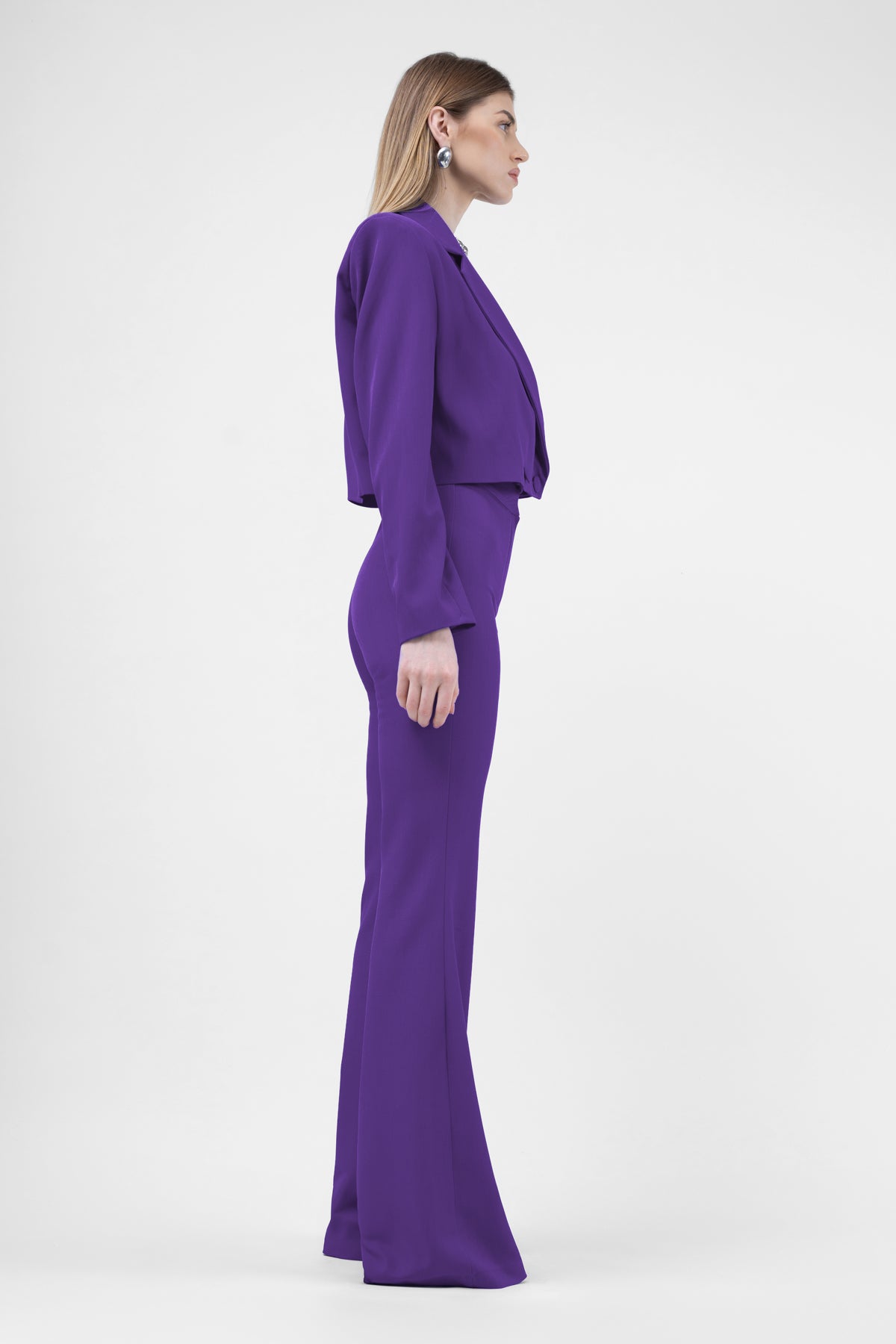 Deep Purple High-Waisted Flared Trousers