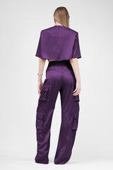 Deep Purple Matching Set With T-shirt And Cargo Trousers