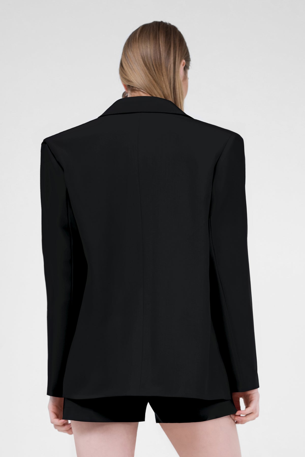 Black Suit With Regular Blazer With Double Pocket And Skort