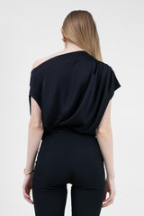 Black Asymmetrical Draped Top