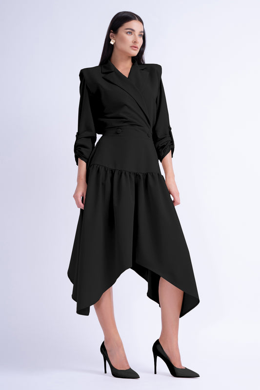 Robe midi blazer noire