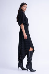 Black Asymmetrical Pleated Skirt