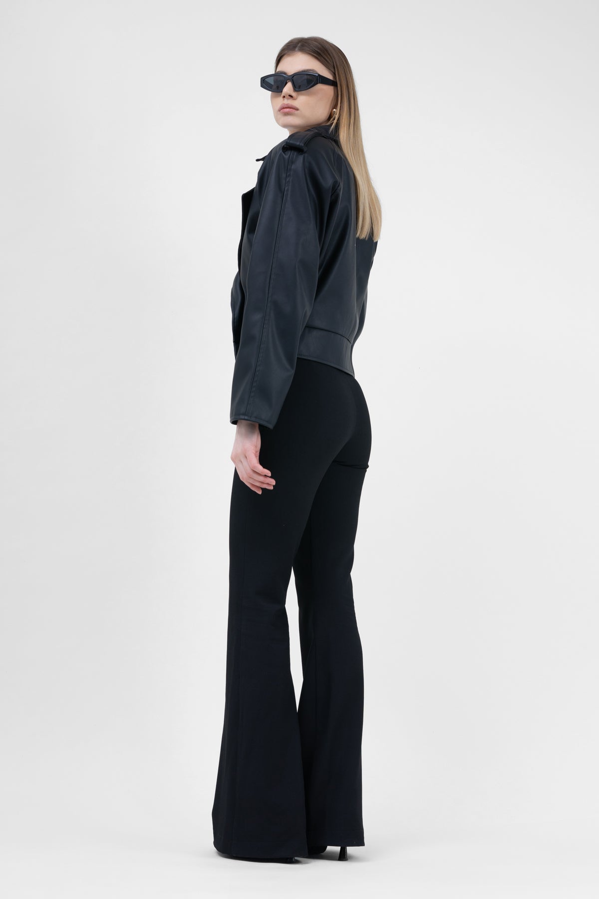 Jacheta biker din ecopiele neagra 