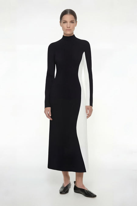 Rochie maxi bicoloră din modal