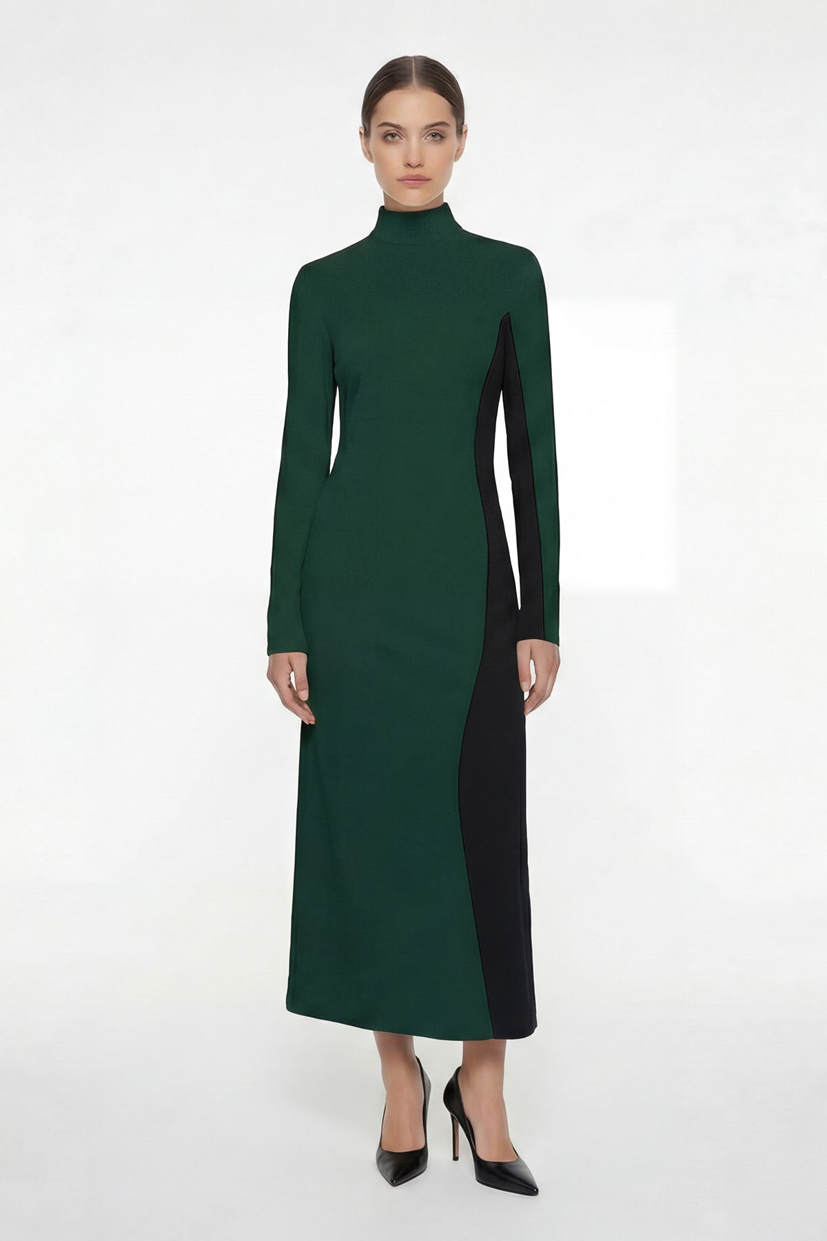 Rochie maxi bicoloră din modal