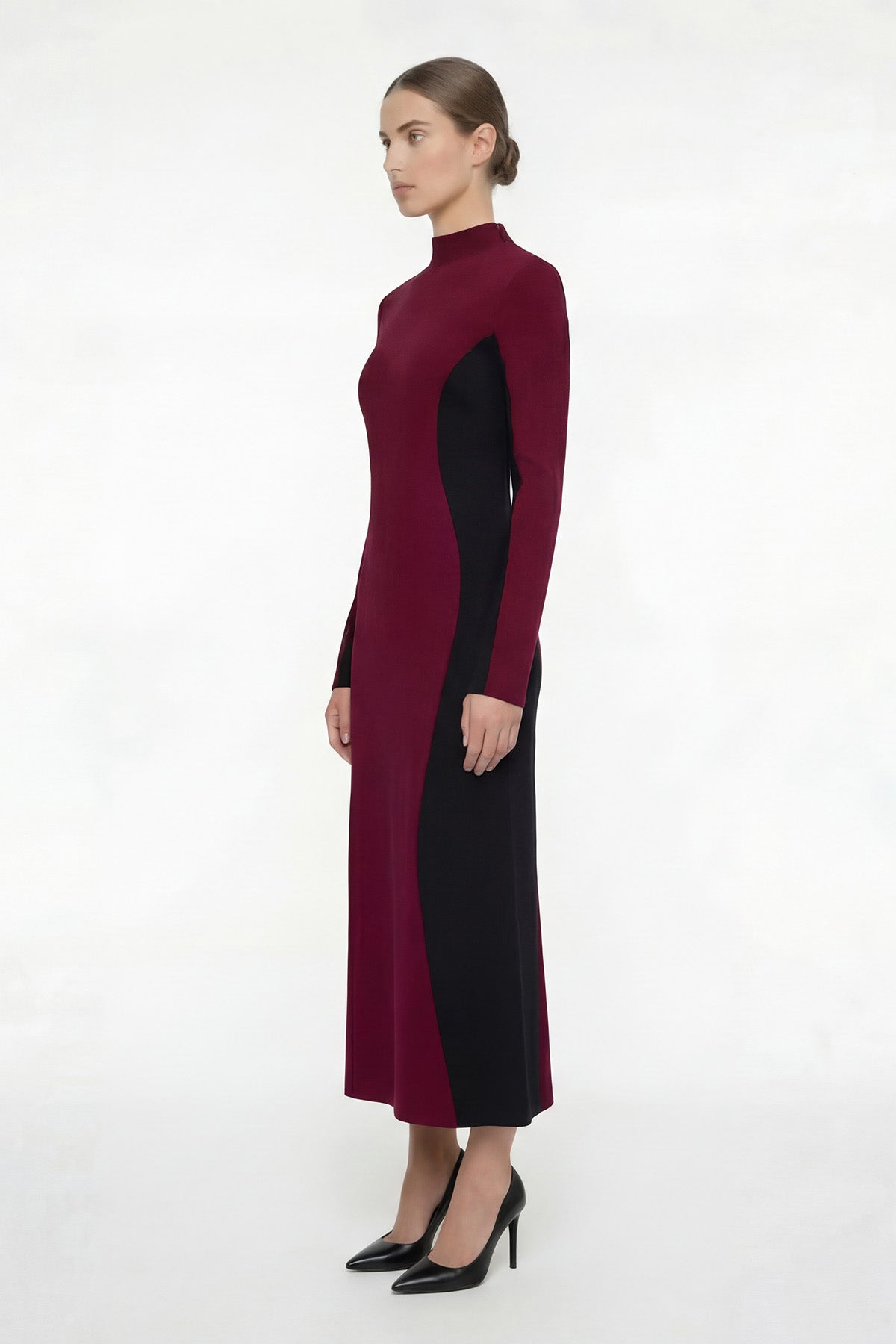 Rochie maxi bicoloră din modal