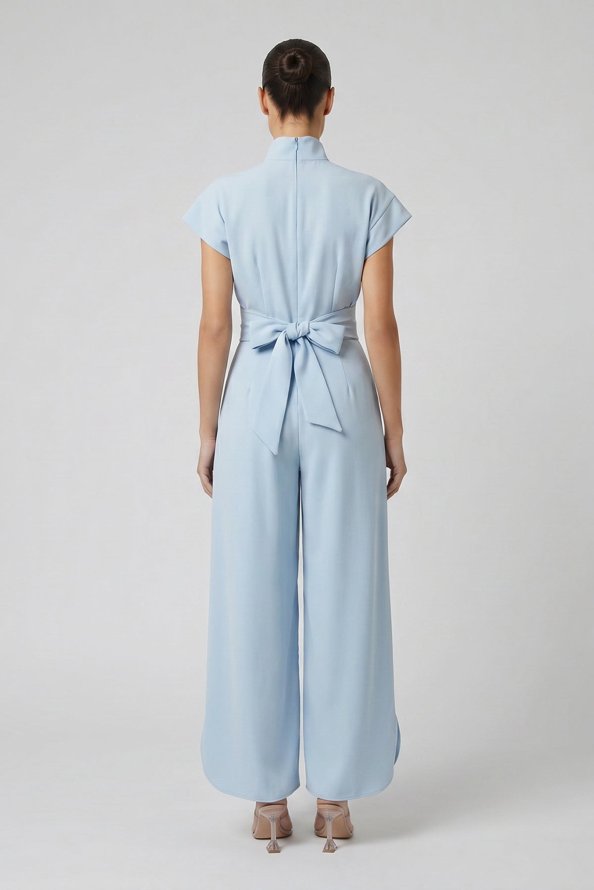 Blue Wide-Leg Jumpsuit with Defined Waist