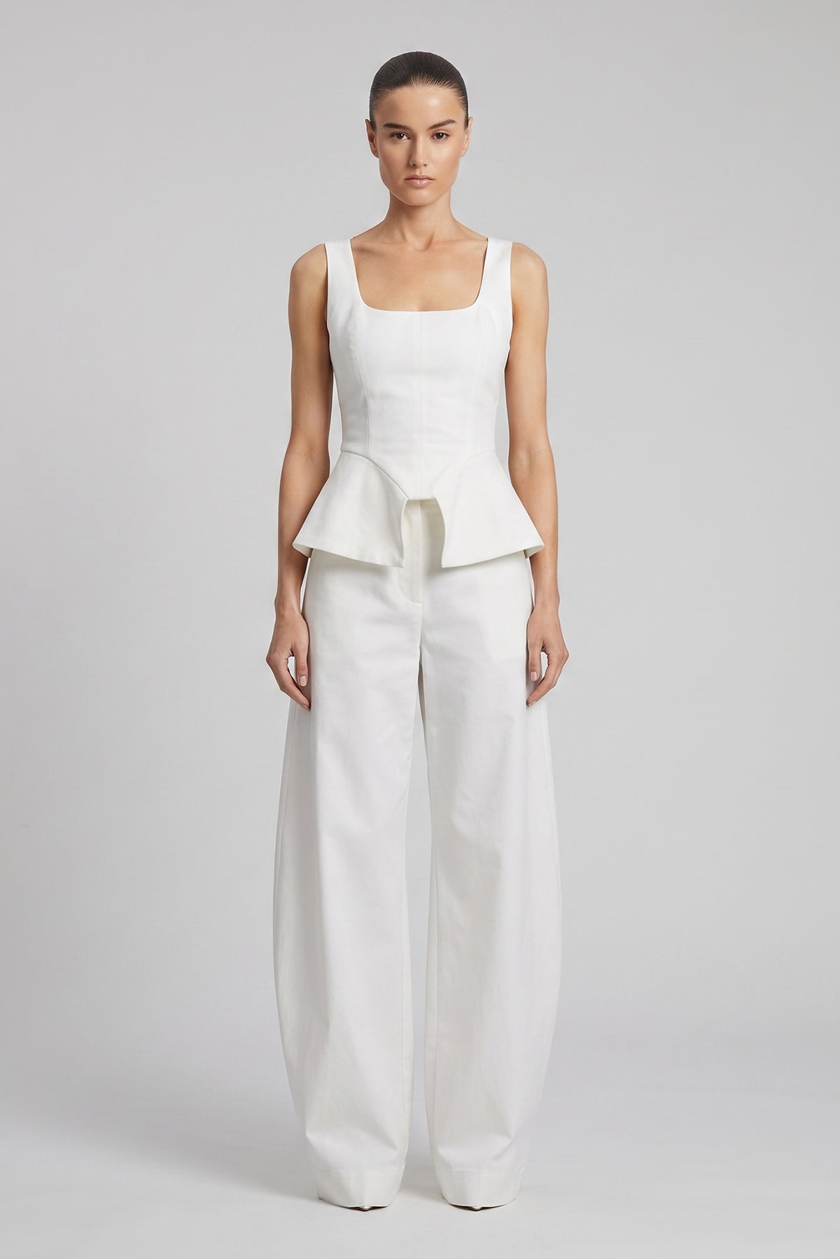 Denim Structured Corset & Balloon Trousers Set