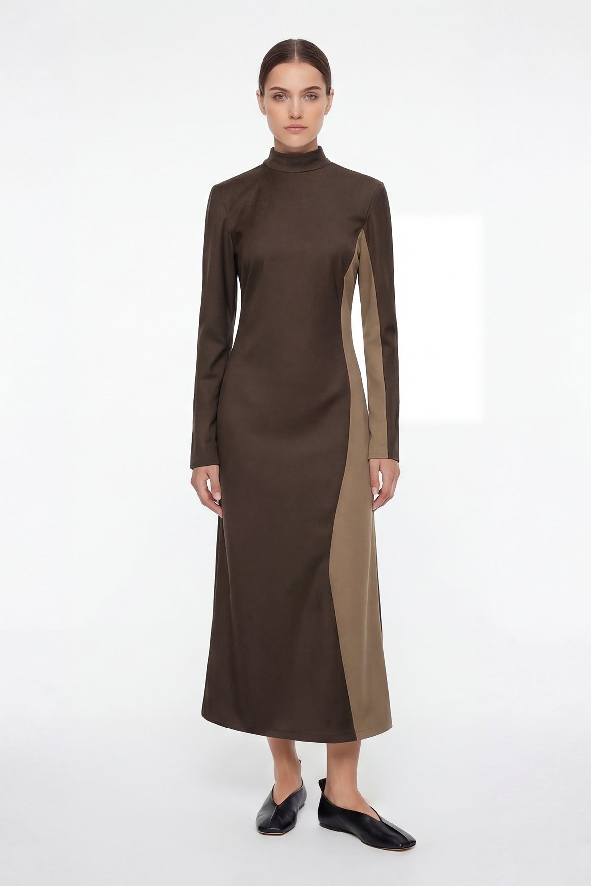 Rochie maxi bicoloră din modal