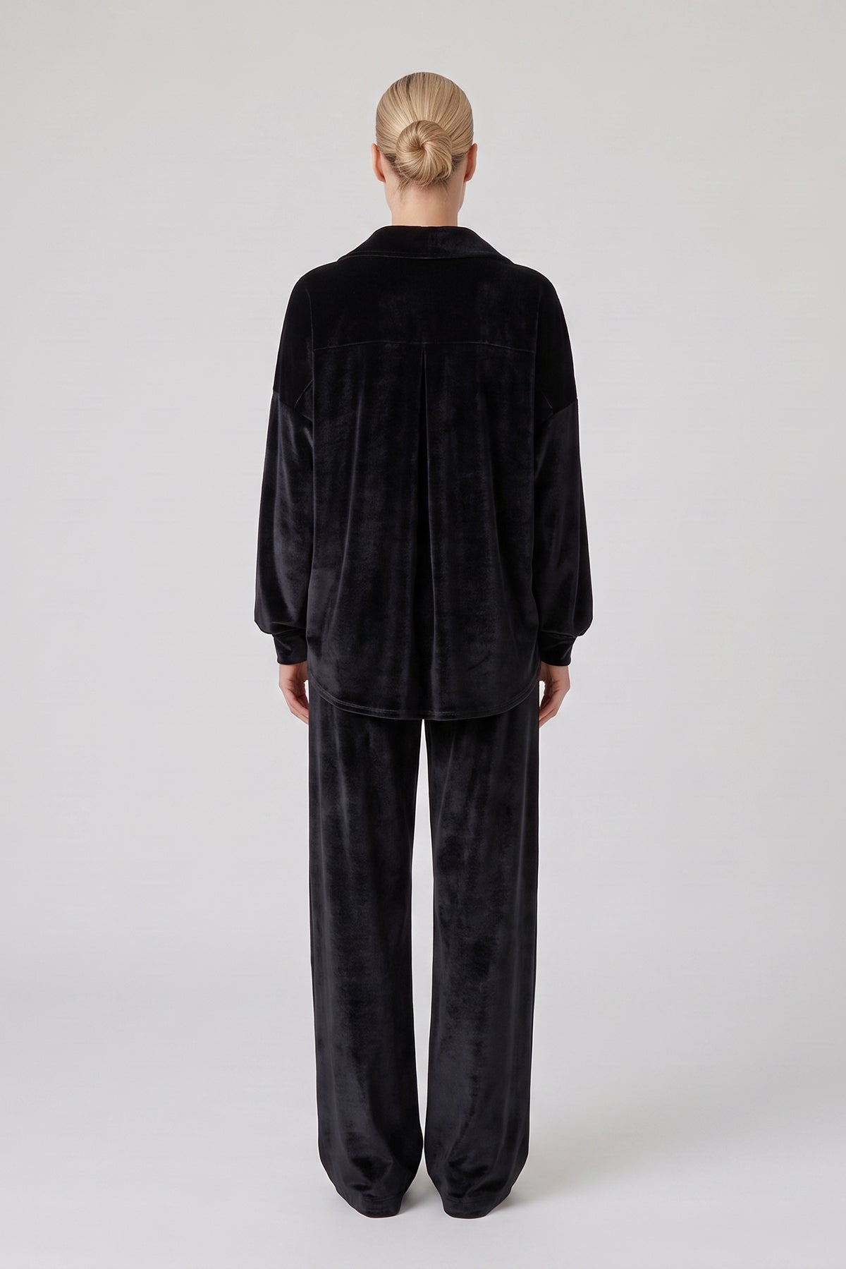 Velvet Oversized Shirt & Wide-Leg Trousers Set