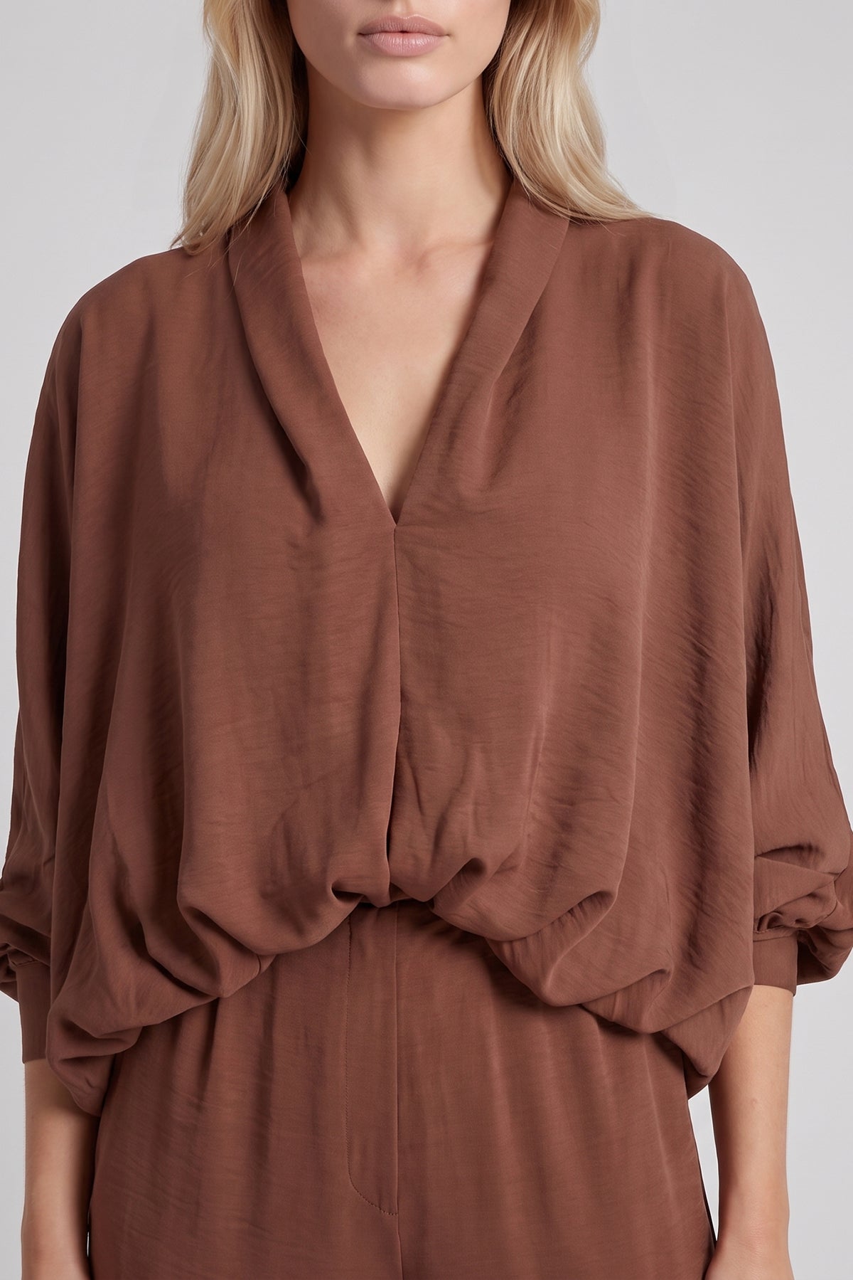 Fluid Draped Top & Wide-Leg Trousers Set