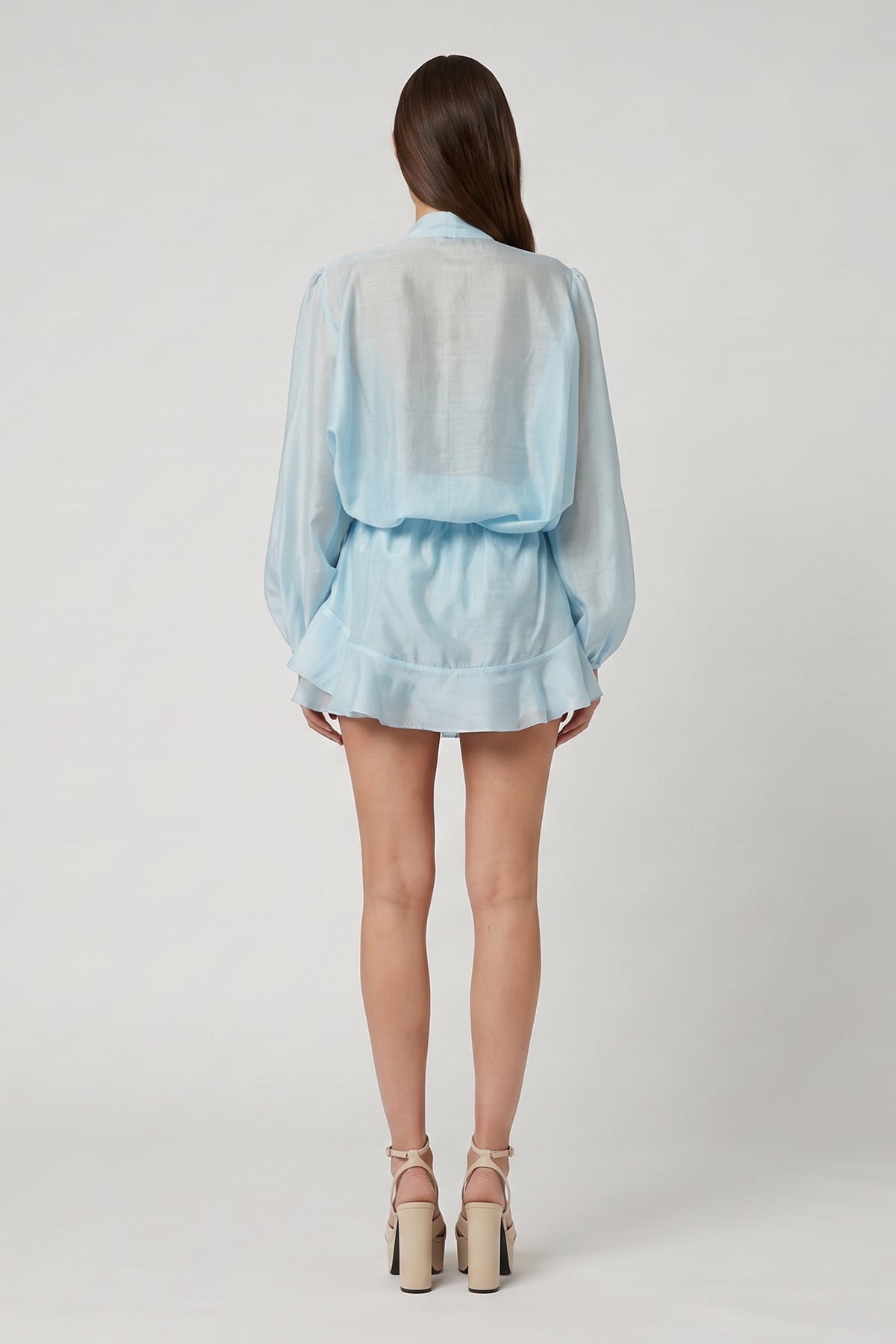Blue Cotton-Viscose Set with Scarf