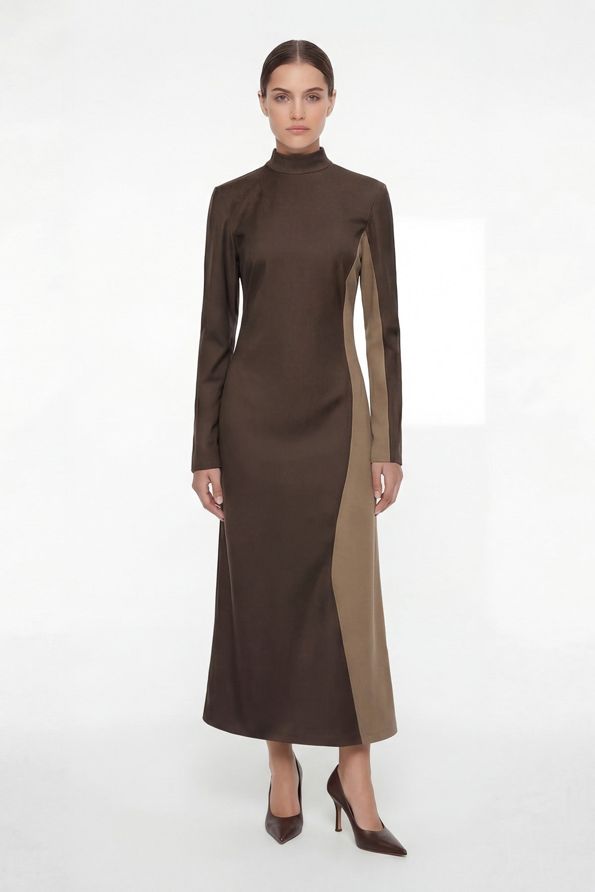 Rochie maxi bicoloră din modal