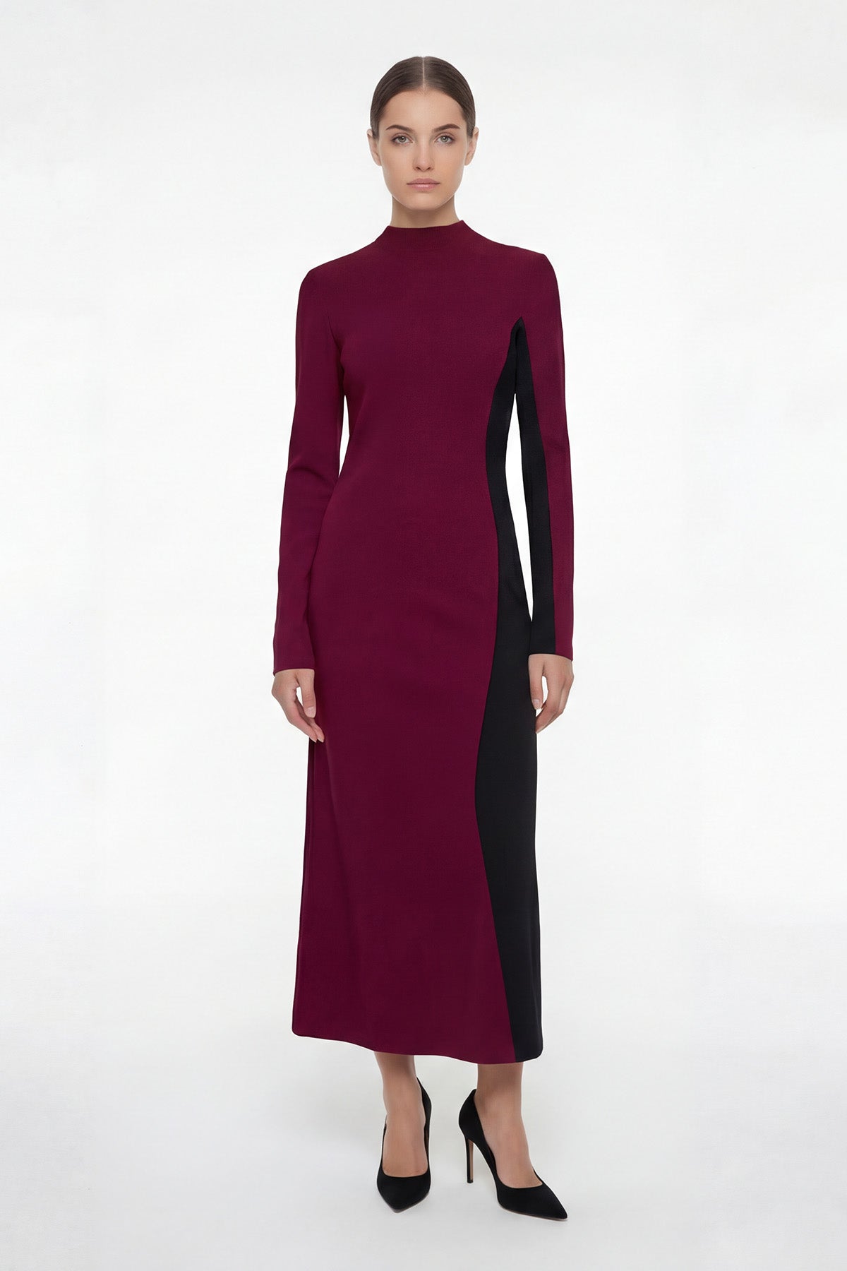 Rochie maxi bicoloră din modal