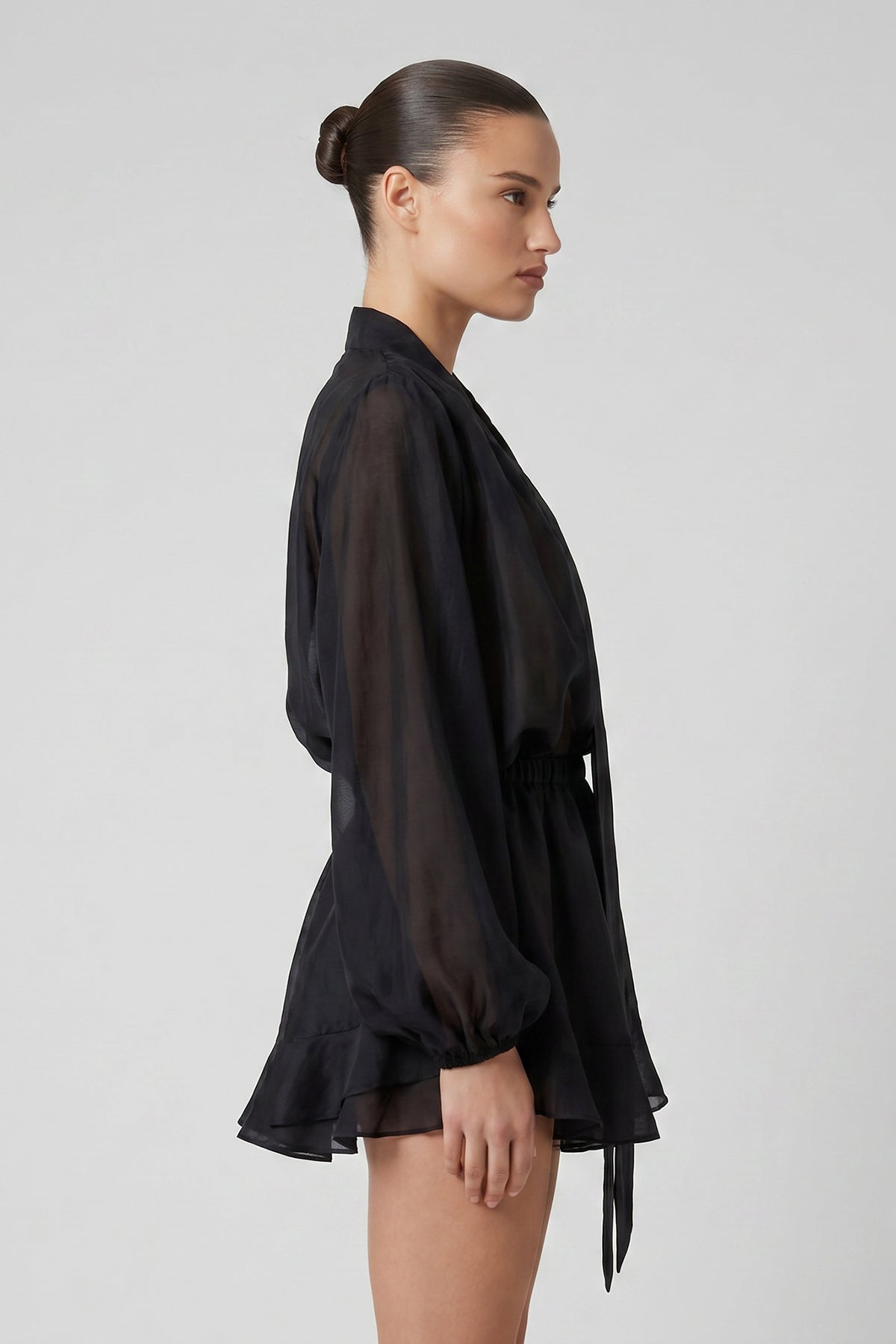 Black Cotton-Viscose Set with Scarf