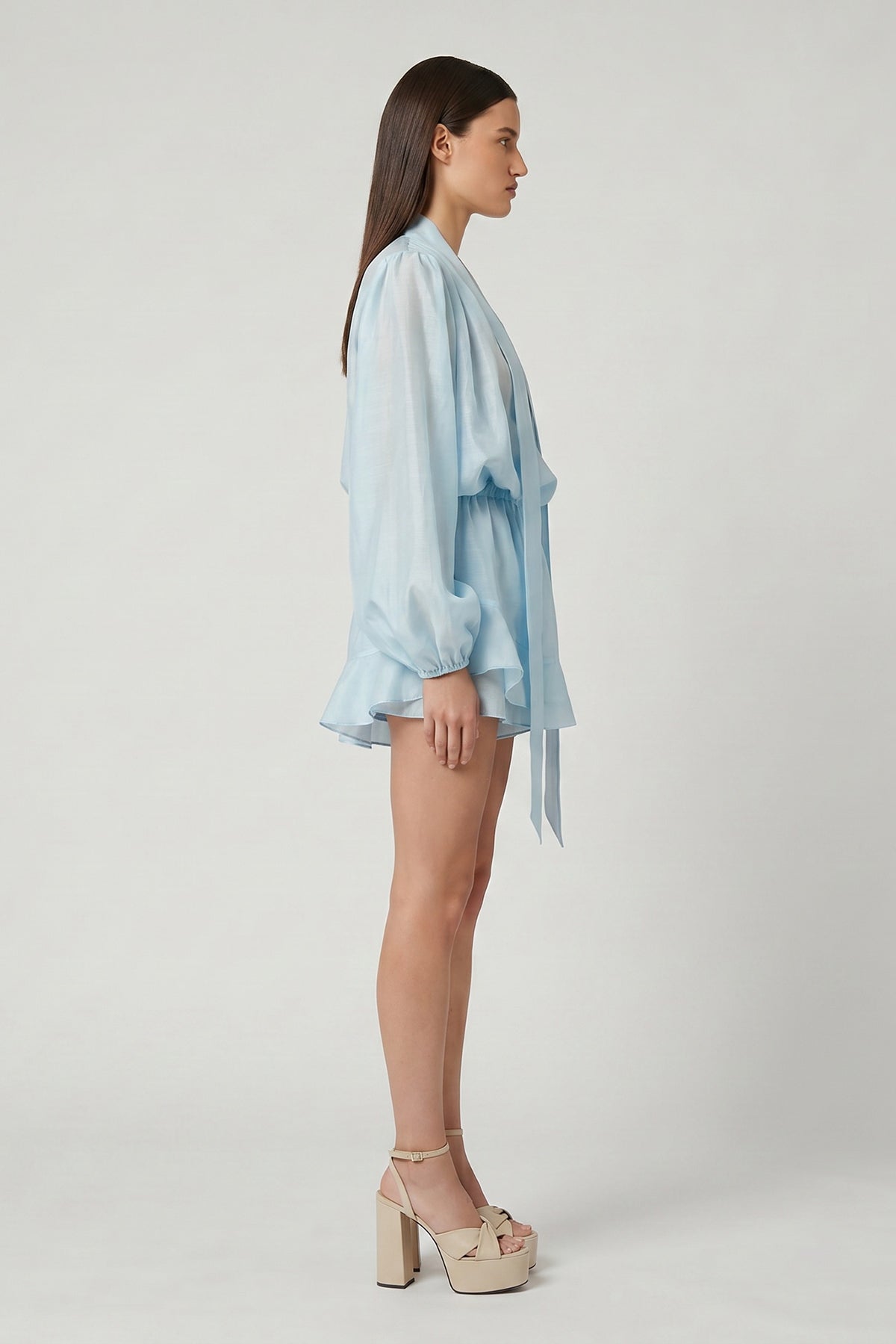 Blue Cotton-Viscose Set with Scarf