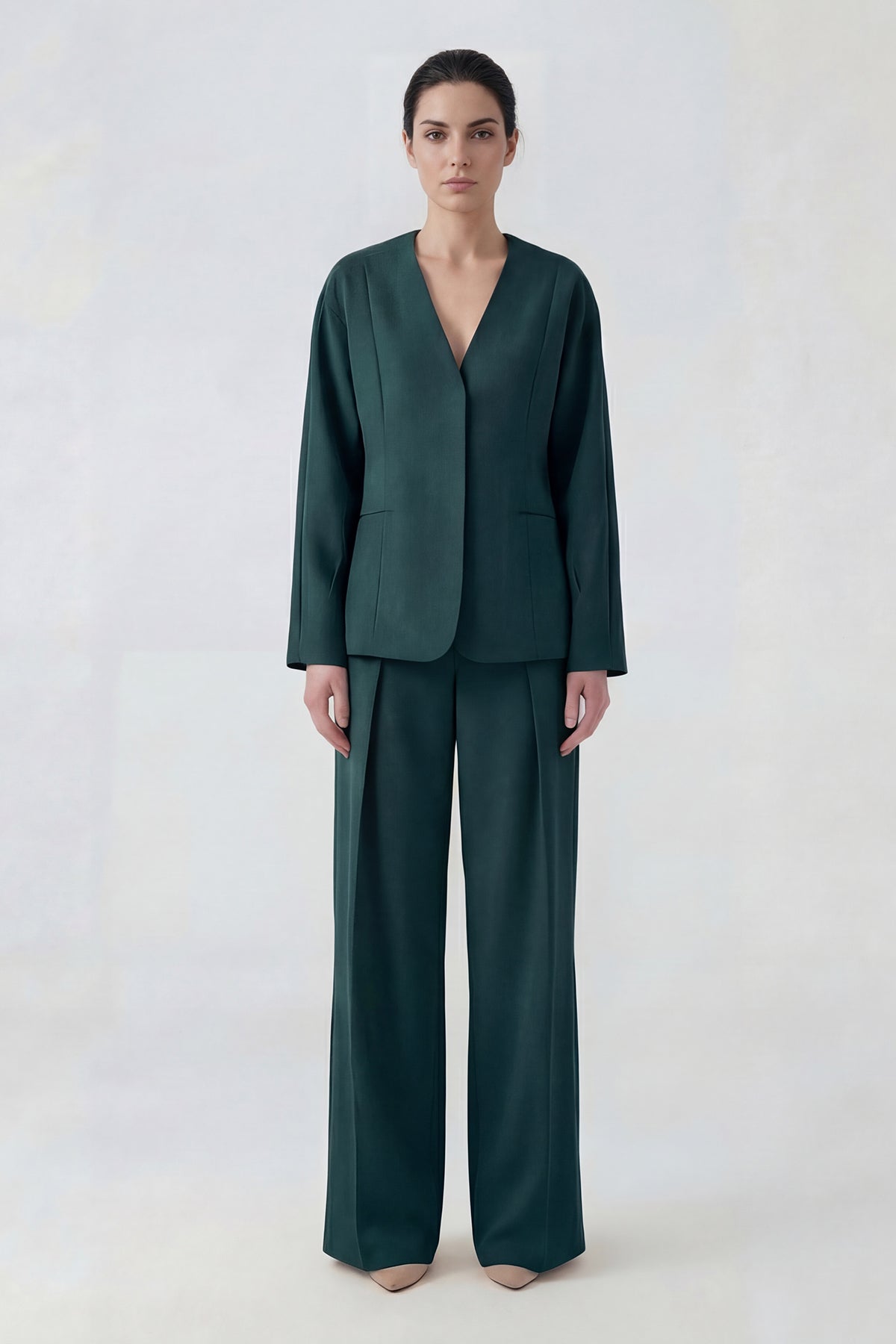 Dark-Green Elegant Blazer Set