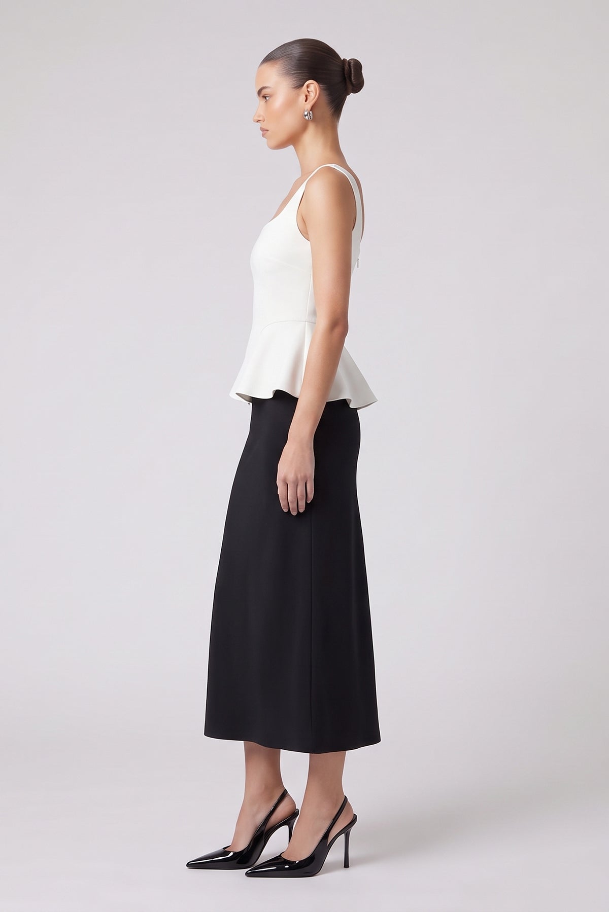 White & Black Corset & Midi Skirt Set