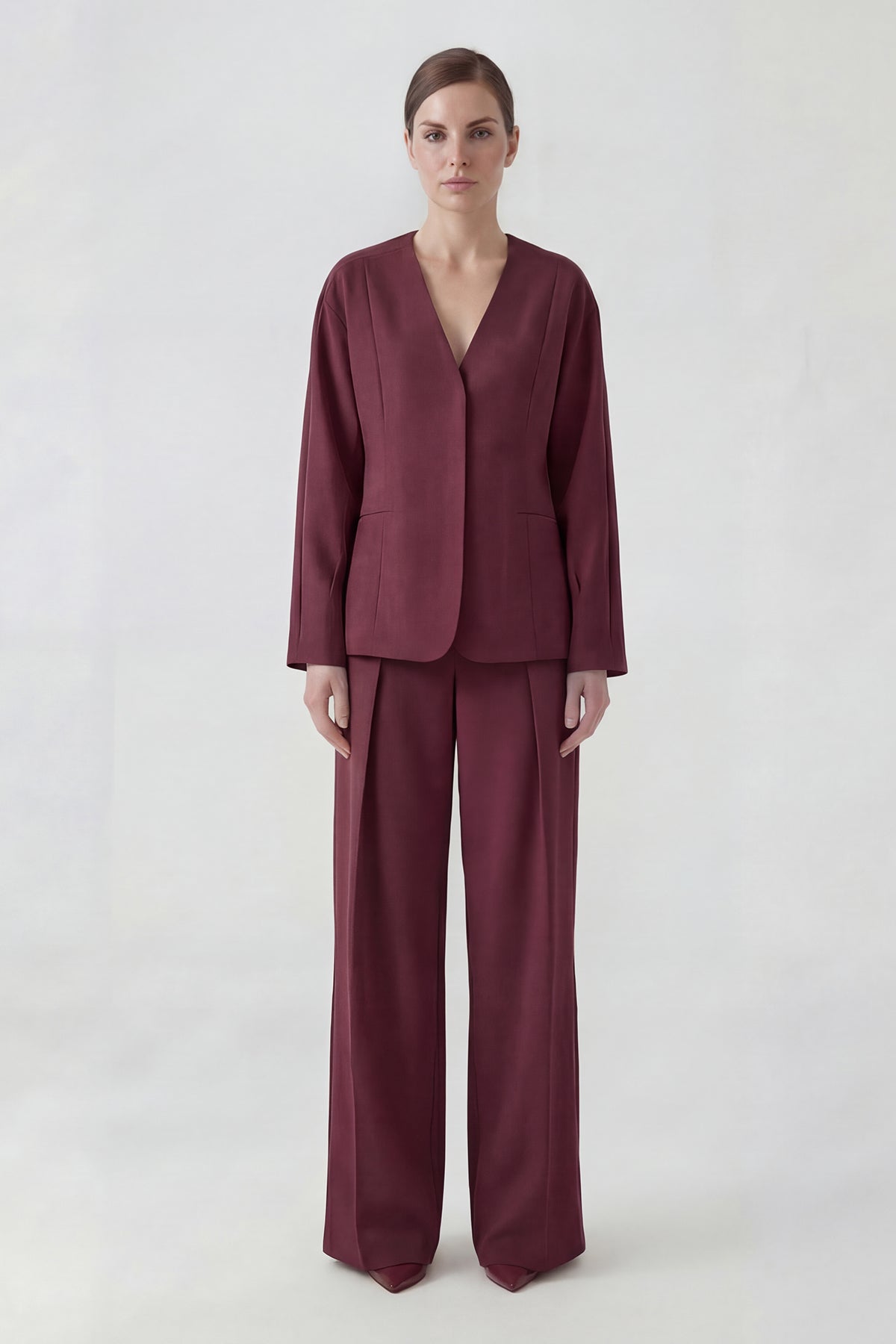 Burgundy Elegant Blazer Set