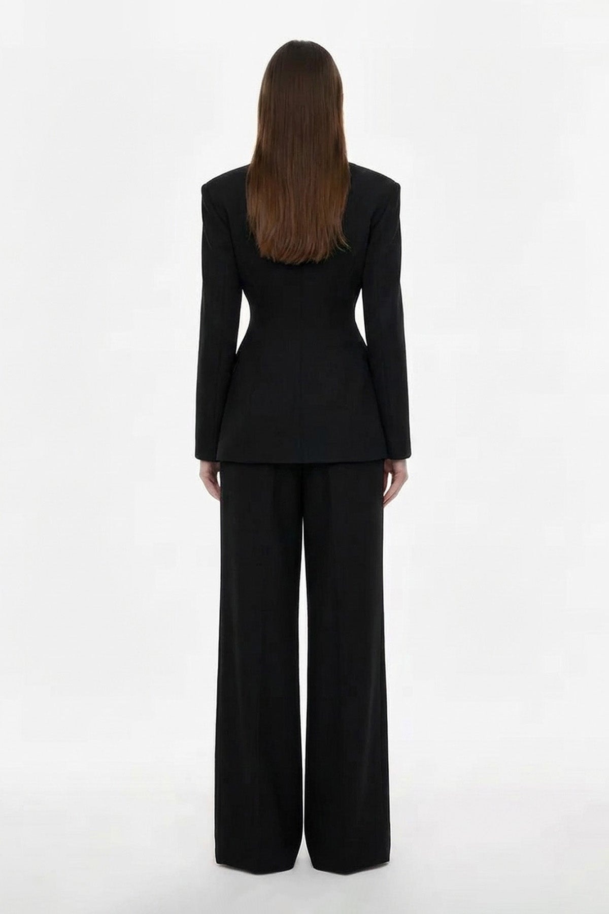 Black Suit with Balloon Blazer and Wide leg trousers