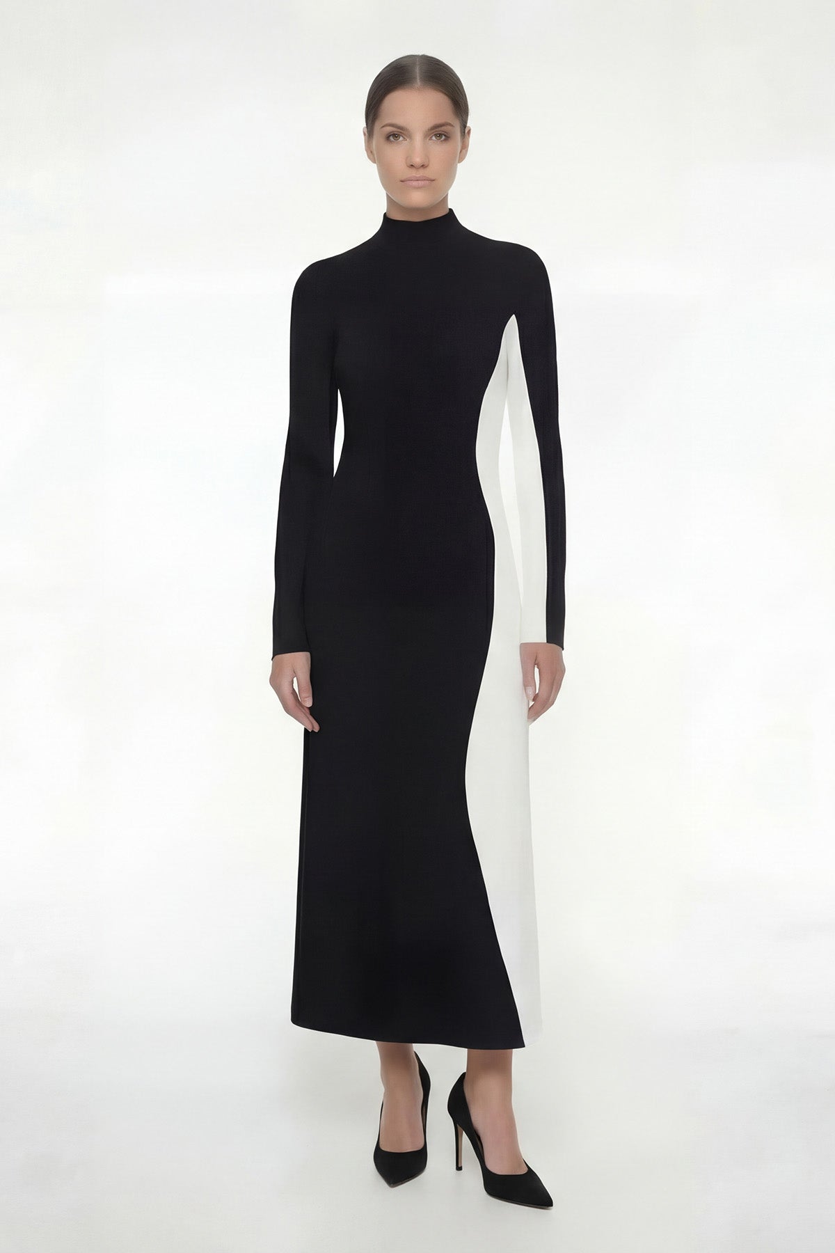 Rochie maxi bicoloră din modal