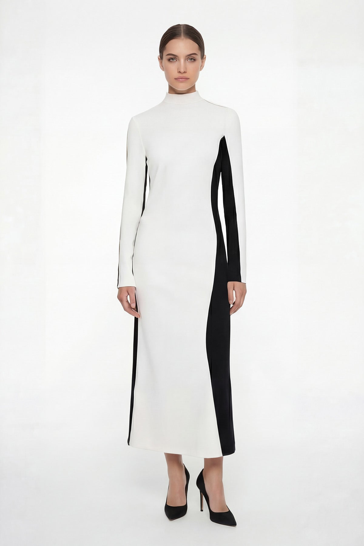 Rochie maxi bicoloră din modal