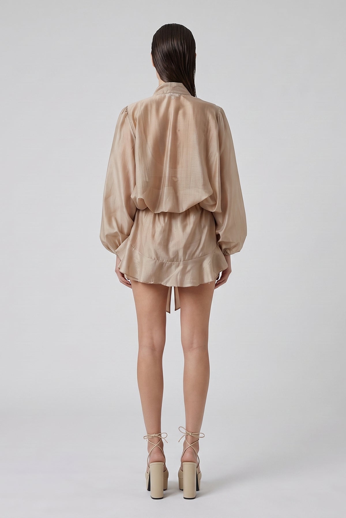 Beige Cotton-Viscose Set with Scarf