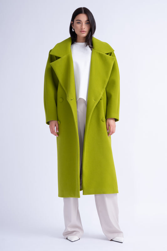 Palton Verde cu Umeri Structurati 