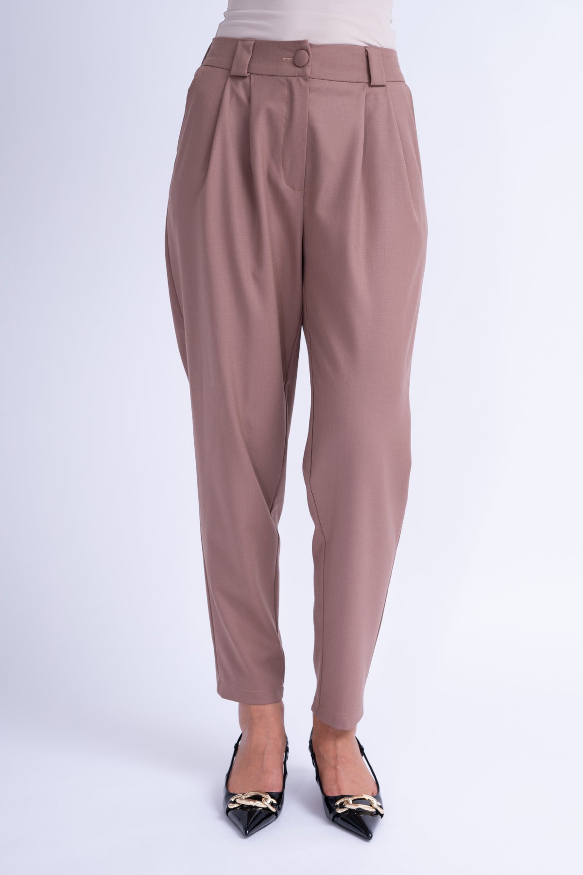 Pantaloni Conici Maro cu Elastic