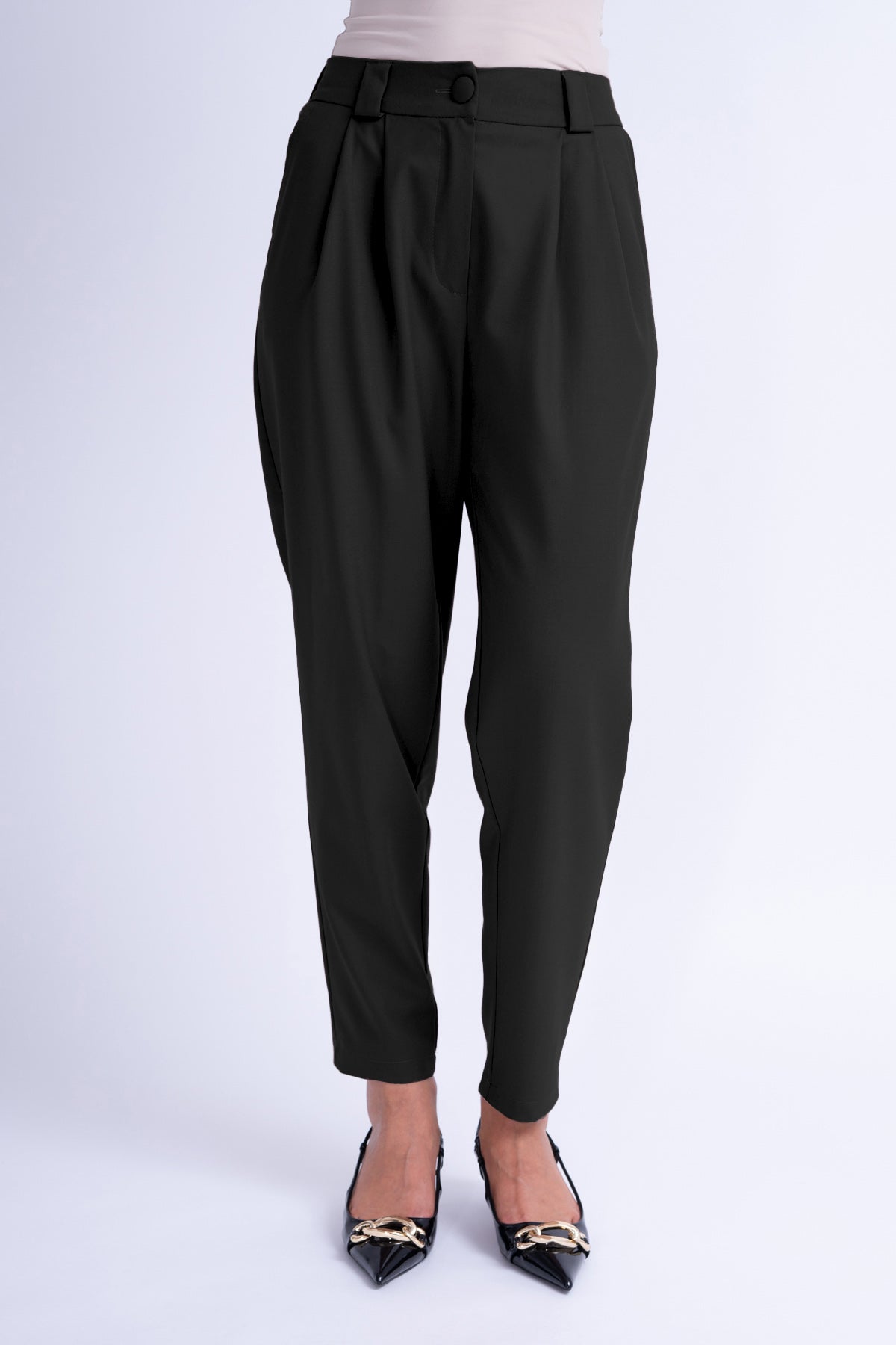 Black High-Waist Slim Fit Trousers