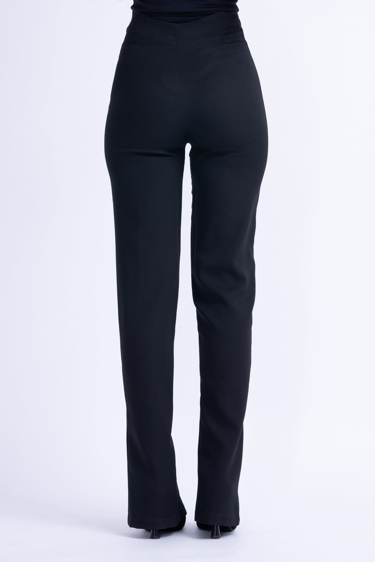 Black Slim Fit Pants With Front Slit