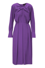 Midi Purple Dress With Ring Detail And Pleats