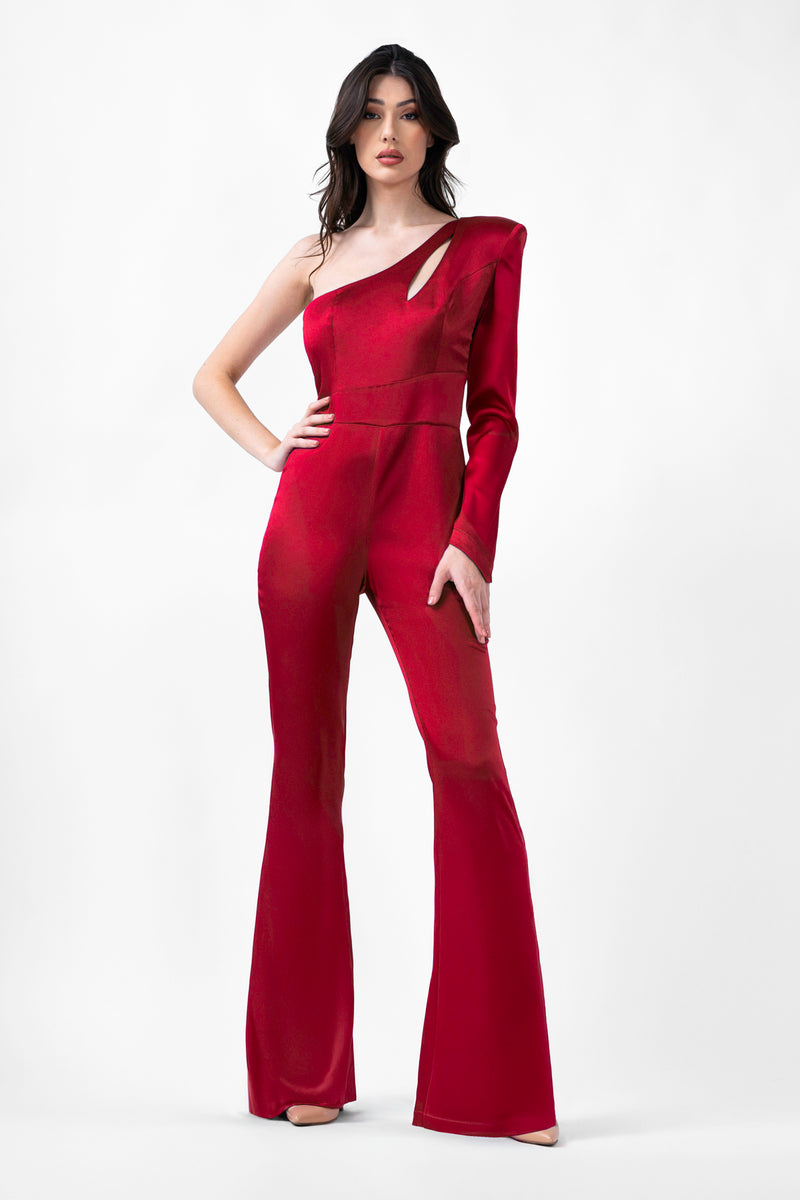 Red  Jumpsuit With Cut-Out