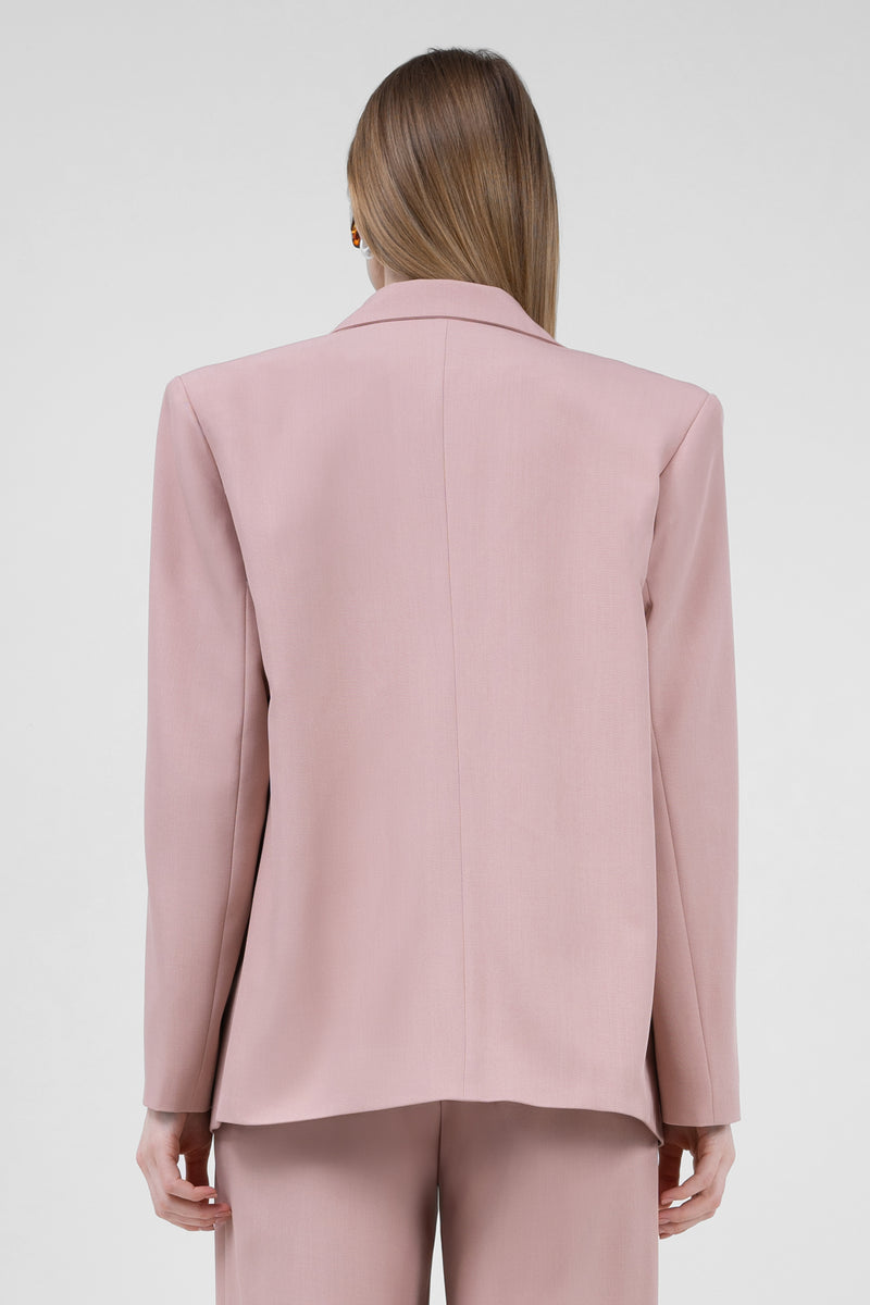 Pastel Pink Regular Blazer With Double Pocket