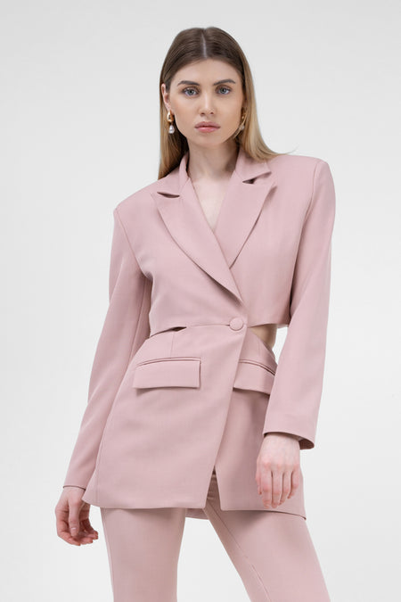 Pastel Pink Blazer With Waistline Cut-Out