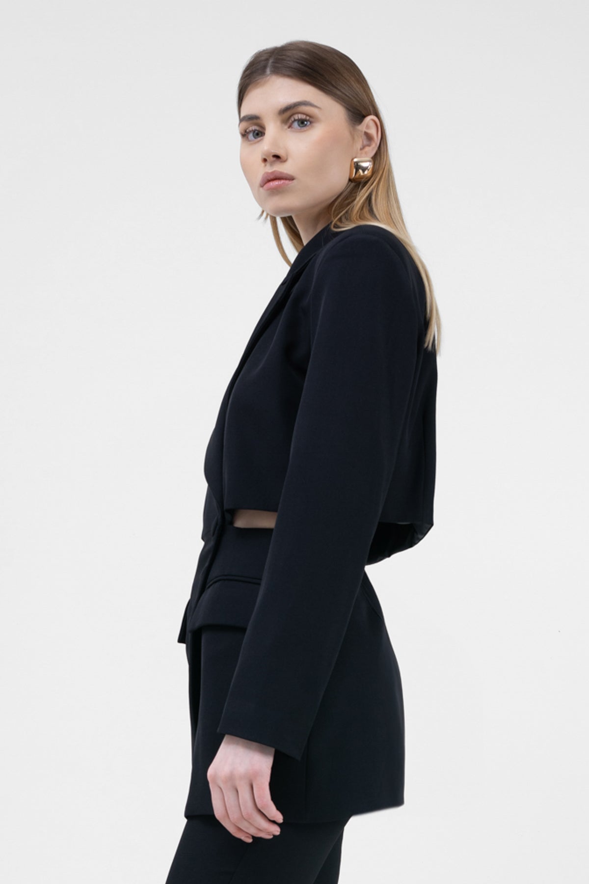 Black Blazer With Waistline Cut-out