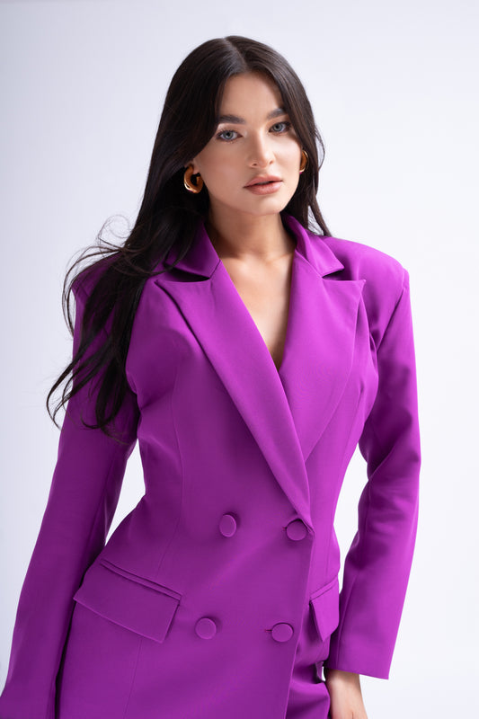 Blazer ajusté violet en forme de sablier