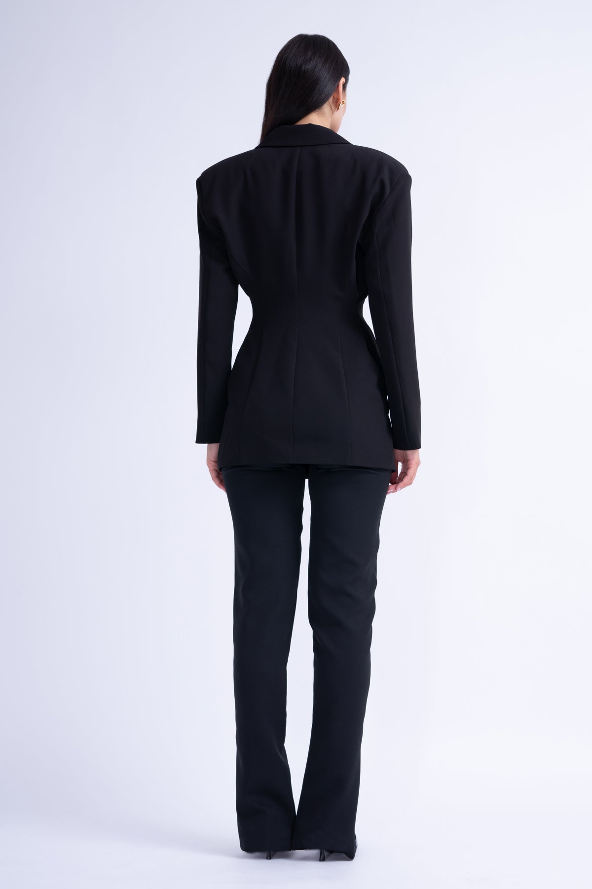 Sacou Structurat Cambrat Negru